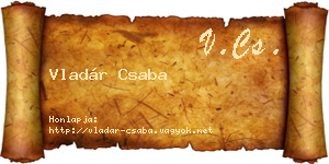 Vladár Csaba névjegykártya